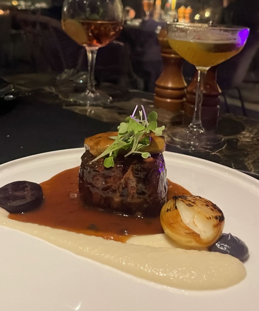 Seared fillet plated at Ficardo Restaurant & Garden