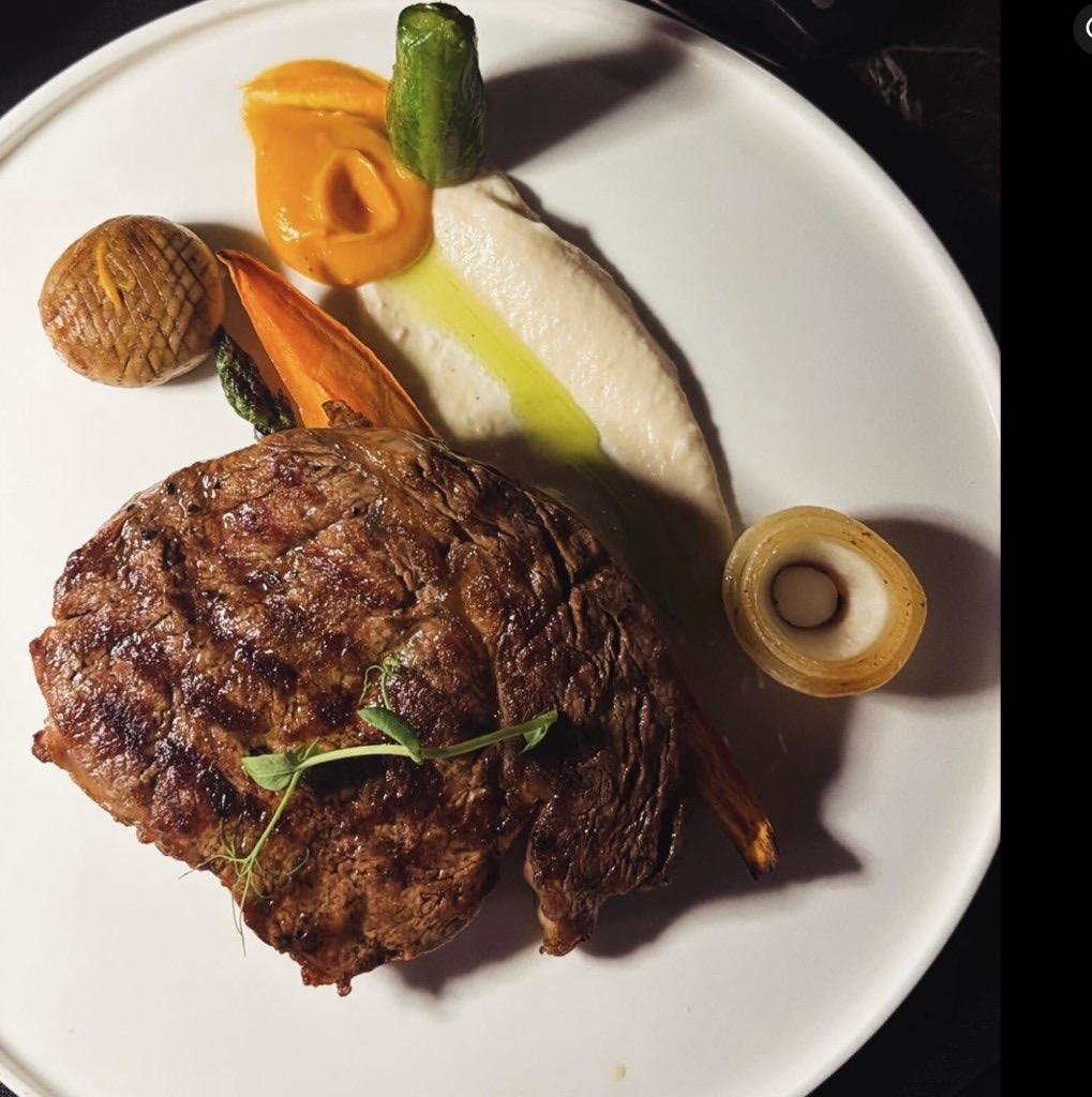 Grilled ribeye steak at Ficardo